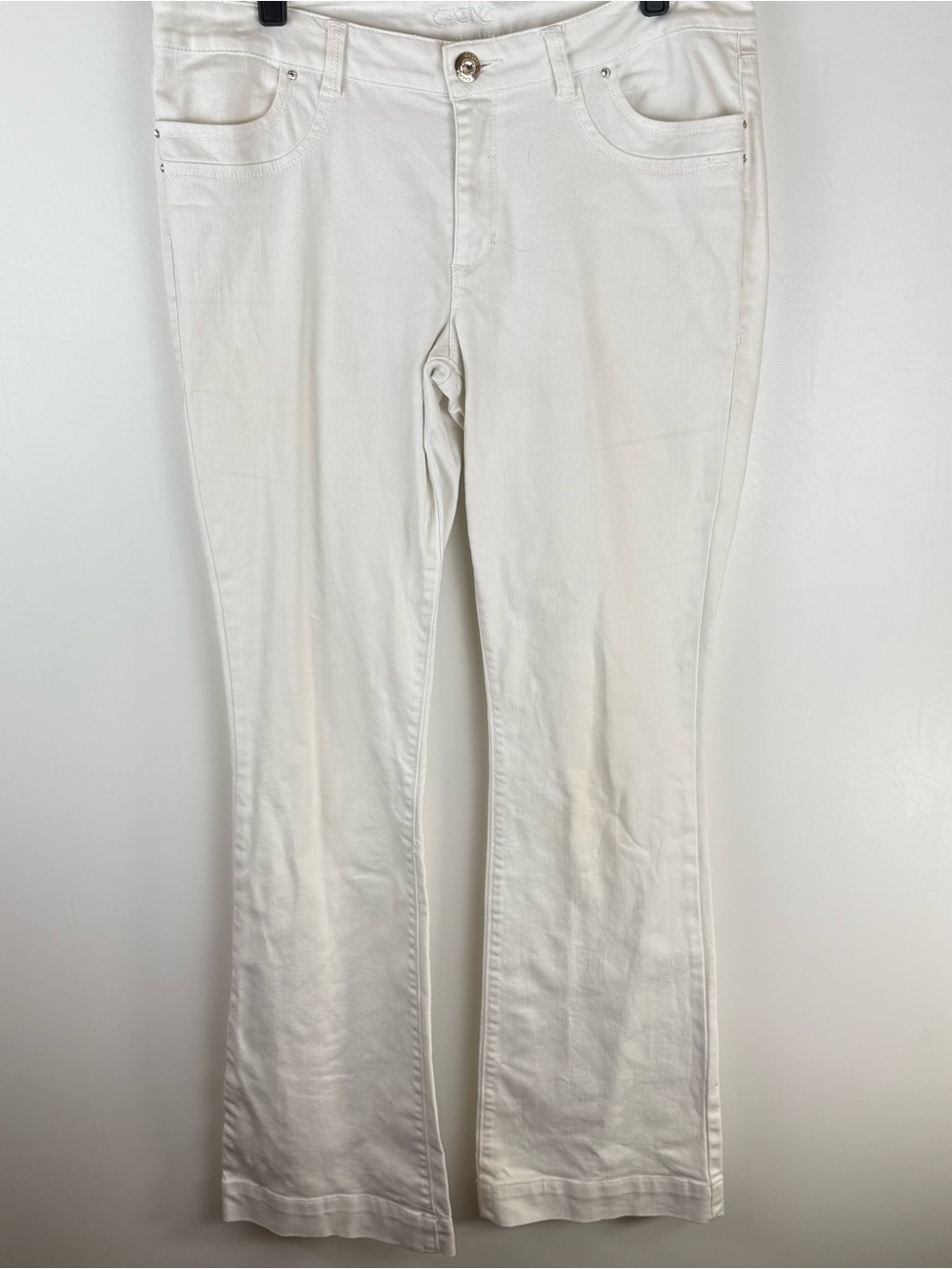 Cache Jeans 8 Womens White Denim Bootcut Mid Rise Stretch Pockets Casual Modern